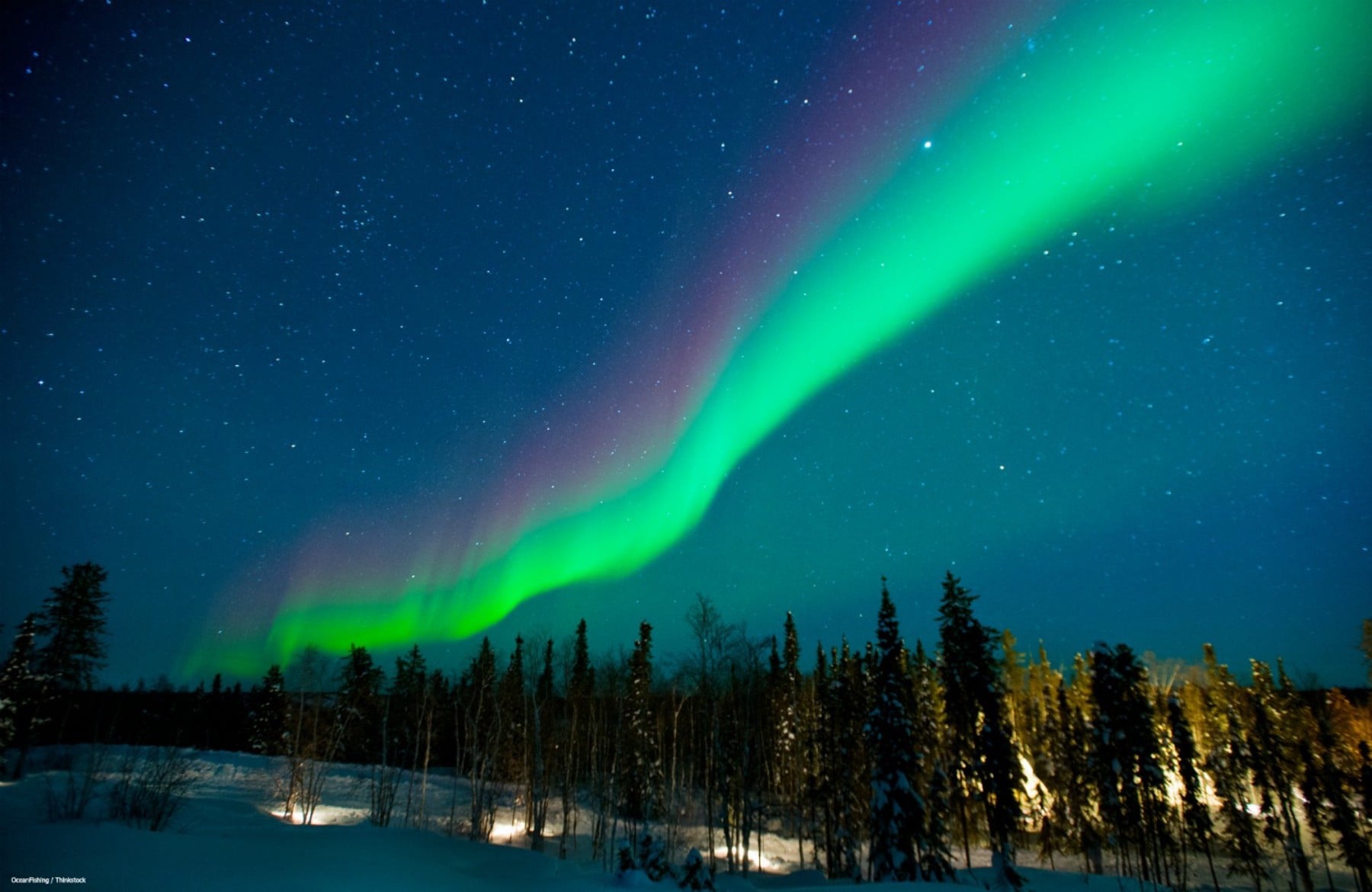 Northern lights stream across the Upper Peninsula sky