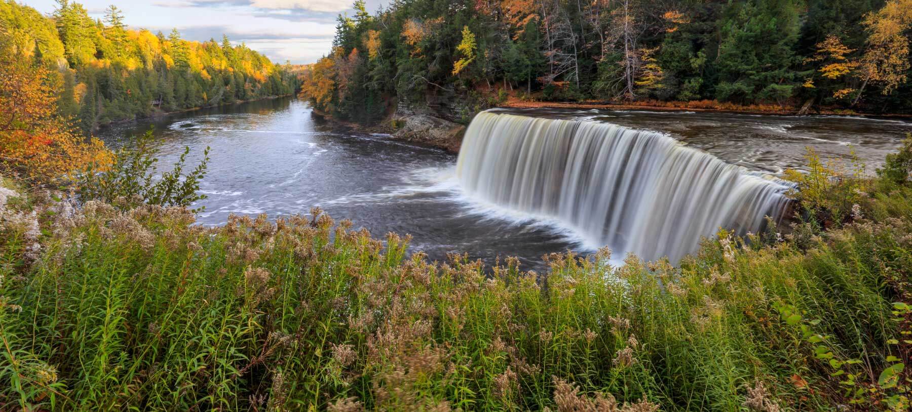 the lower waterfall at Tahquamenon Falls State Park