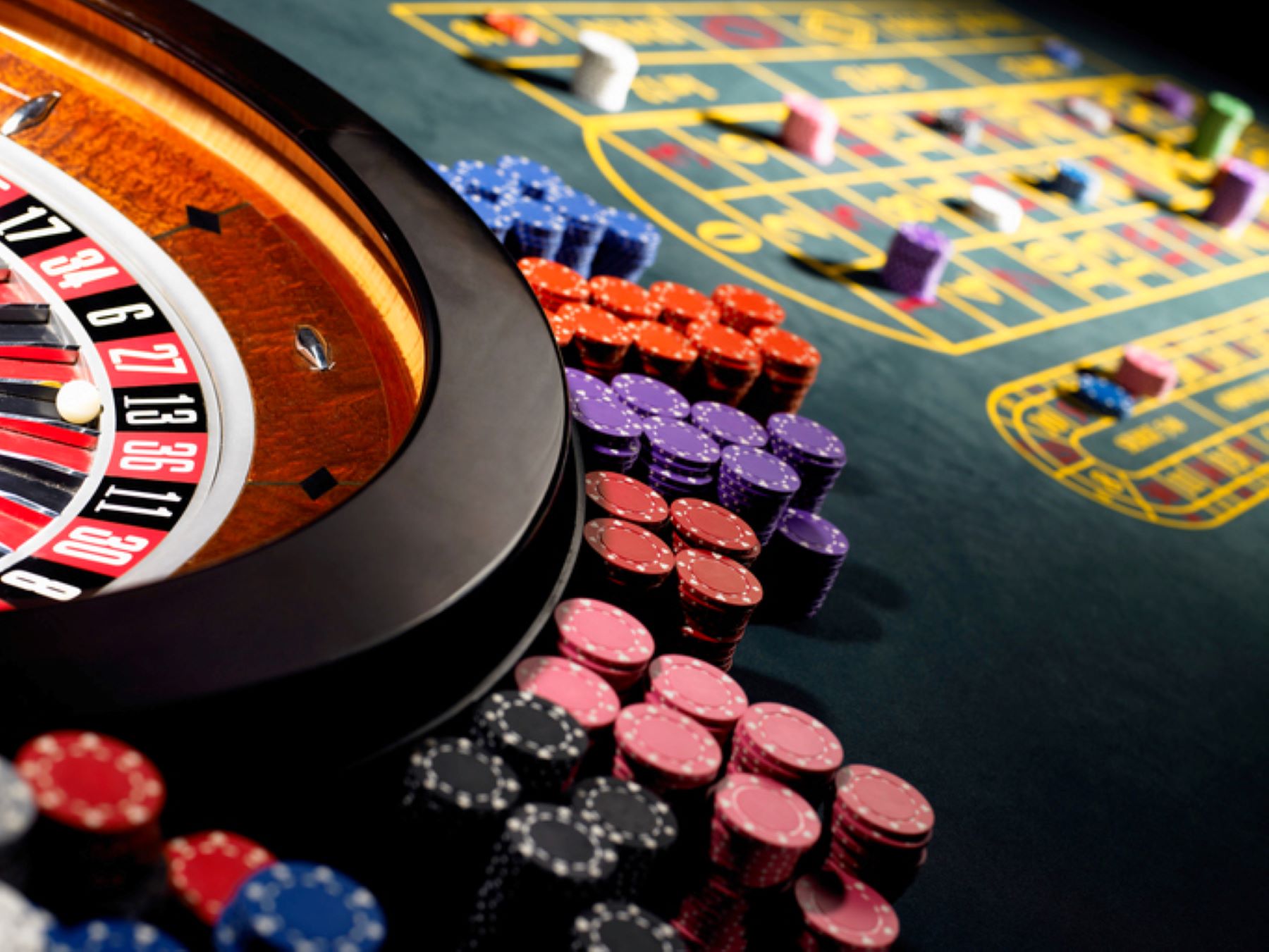 Casino table with chips